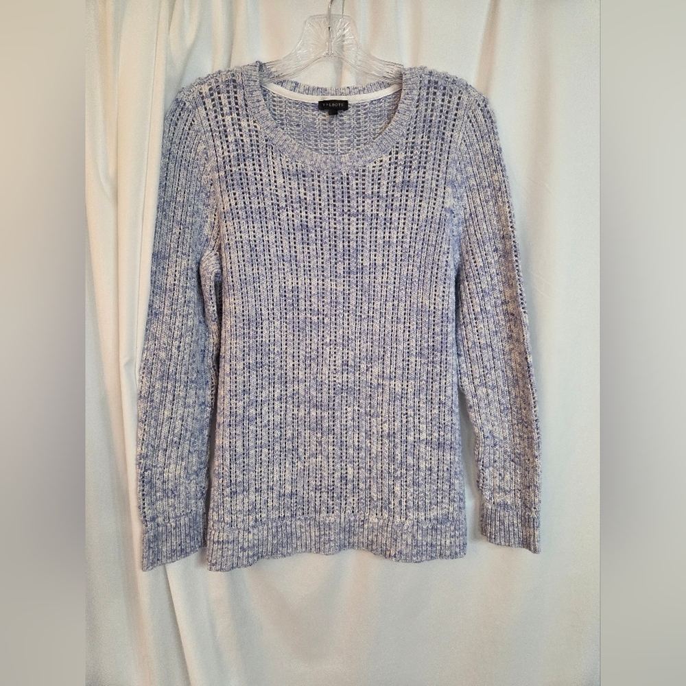Talbots Heathered Blue Crew Neck Loose Knit Sweater Size L - Picture 2 of 8